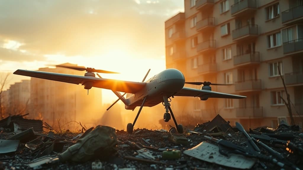 DRON ruso se estrella en edificio residencial de Járkov